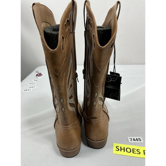 Womans NWT Madden NYC Midcalf Pull On Cowgirl Style Boots 10 Brown 1/2 Zip - Picture 4 of 9